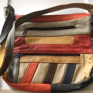 Leather patch crossbody bag